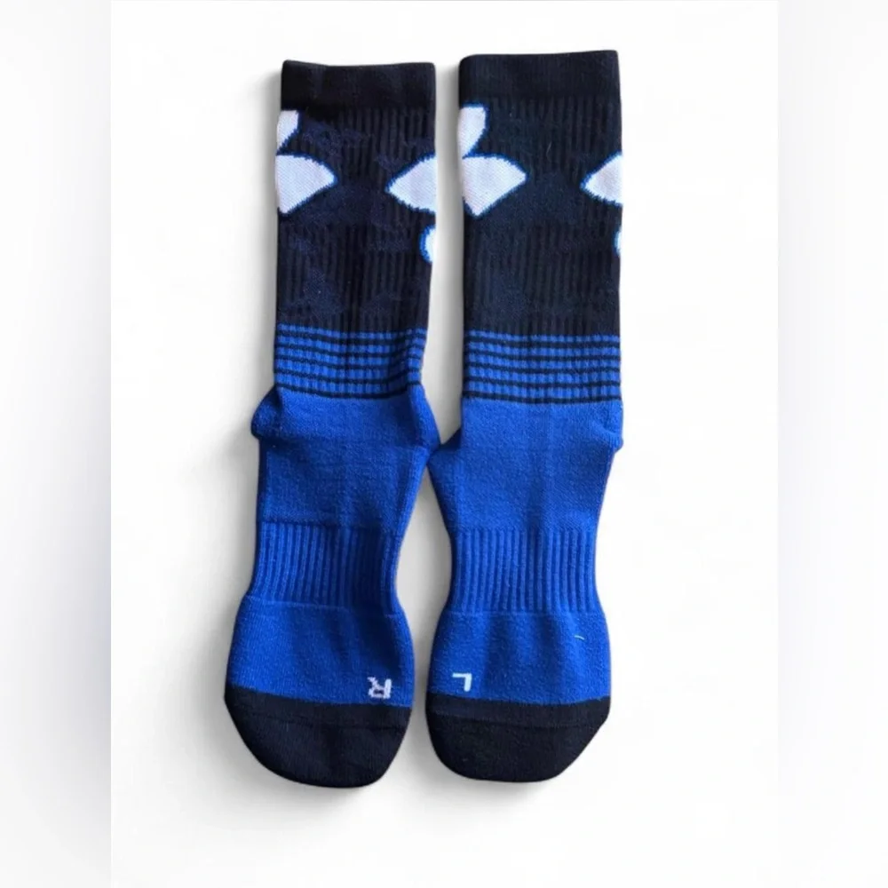 Under Armour Boys Phenom Crew Socks - Black/White/Blue - MD